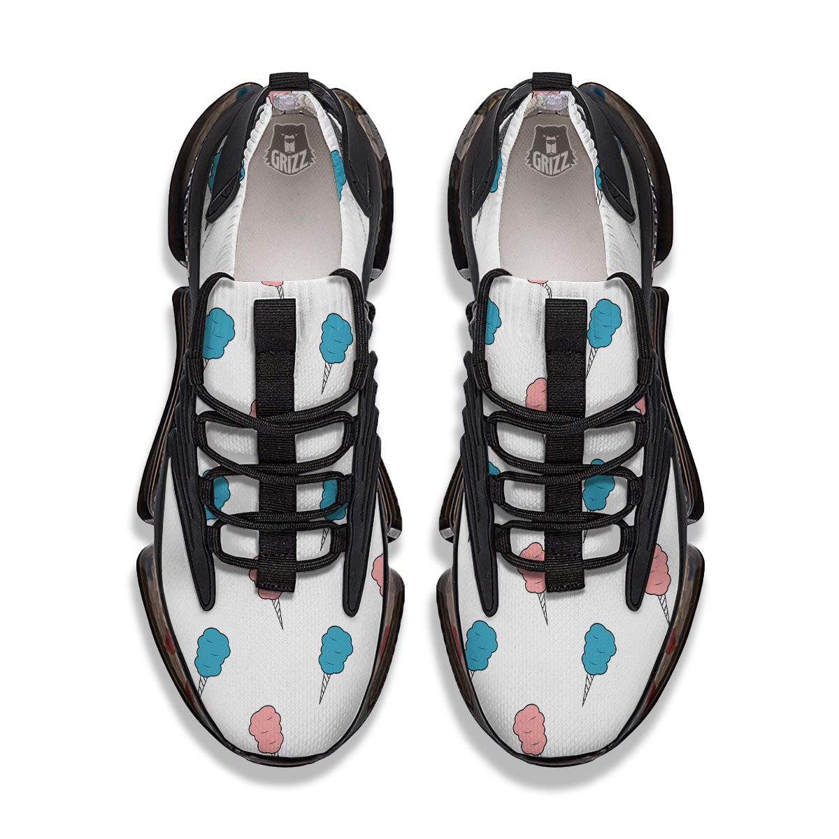 Cotton Candy Blue And Pink Print Pattern Black Gym Shoes-grizzshop