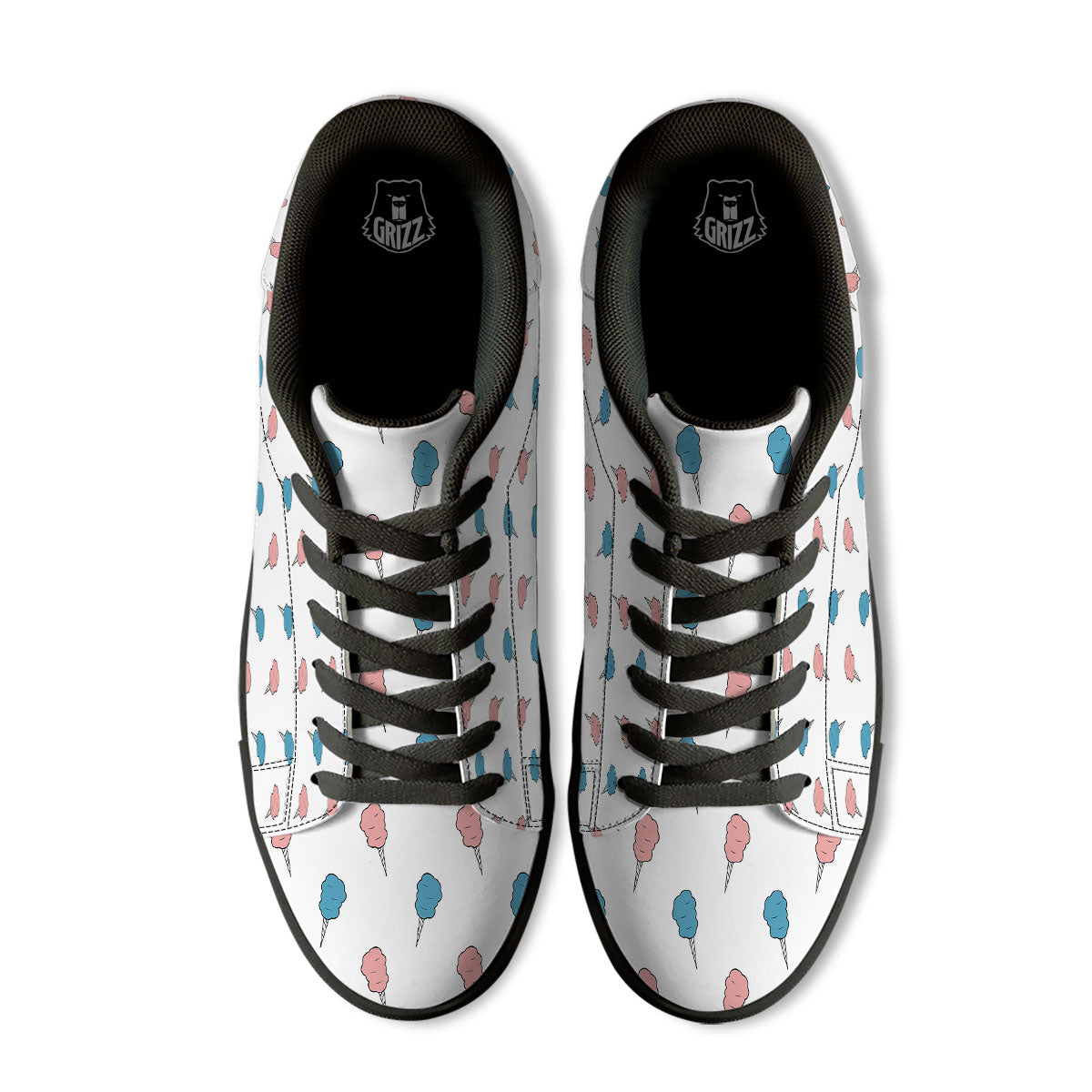 Cotton Candy Blue And Pink Print Pattern Black Low Top Sneakers-grizzshop