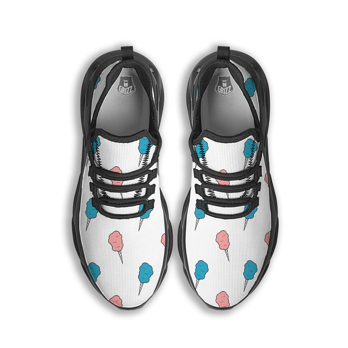 Cotton Candy Blue And Pink Print Pattern Black Running Shoes-grizzshop
