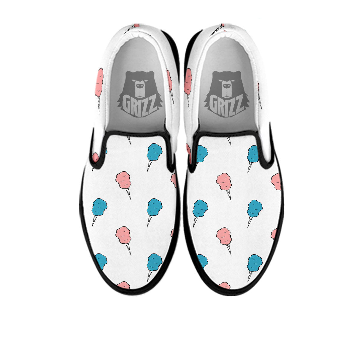 Cotton Candy Blue And Pink Print Pattern Black Slip On Shoes-grizzshop