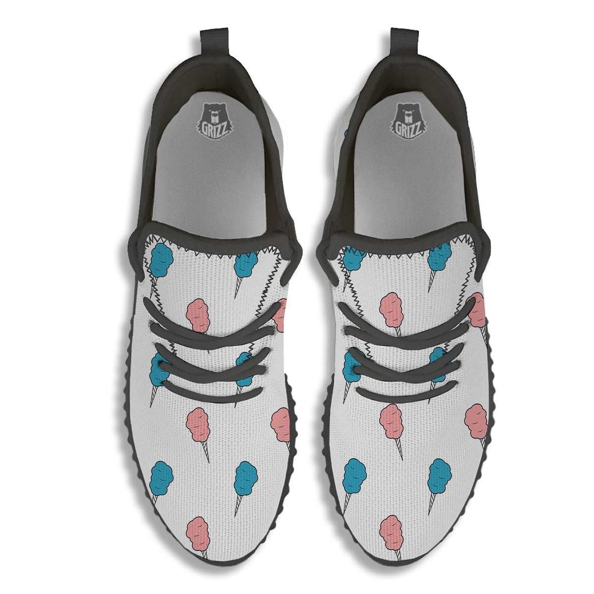 Cotton Candy Blue And Pink Print Pattern Black Walking Shoes-grizzshop