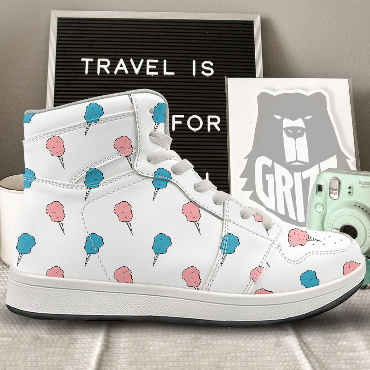 Cotton Candy Blue And Pink Print Pattern High Top Sneakers-grizzshop