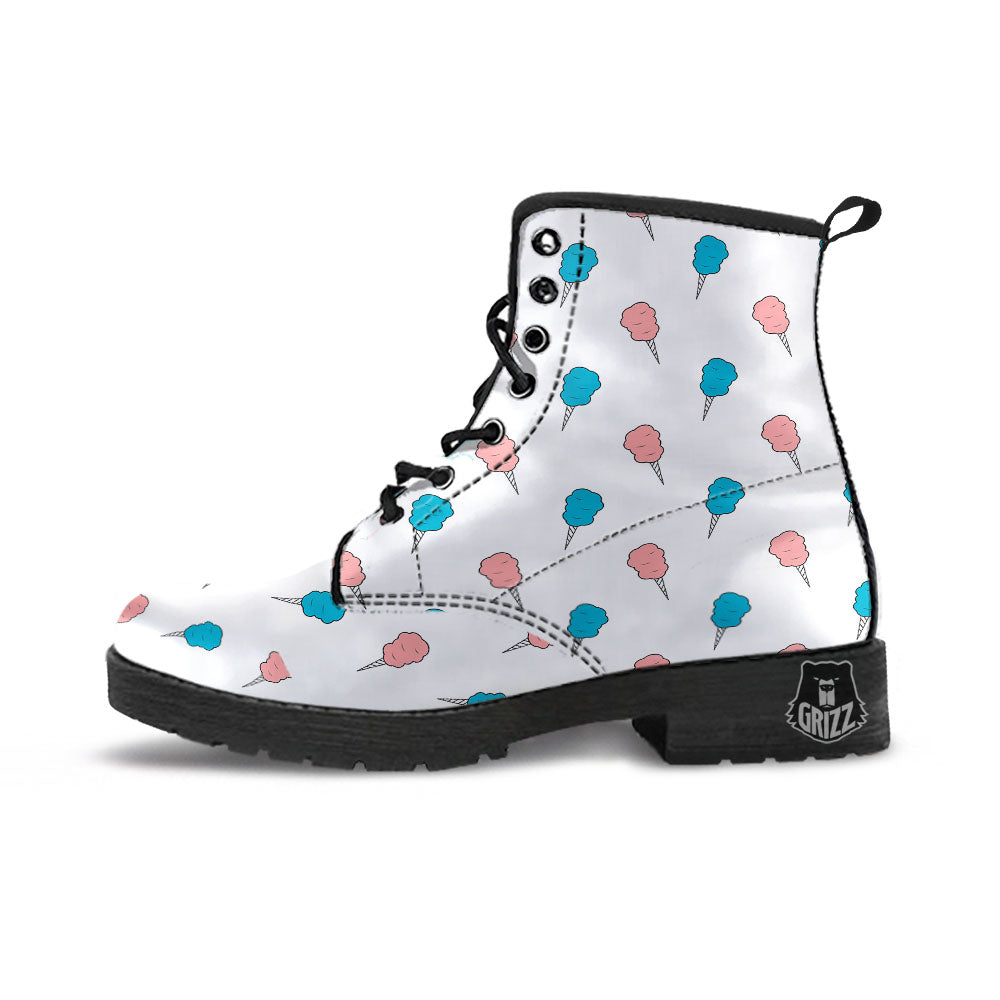 Cotton Candy Blue And Pink Print Pattern Leather Boots-grizzshop
