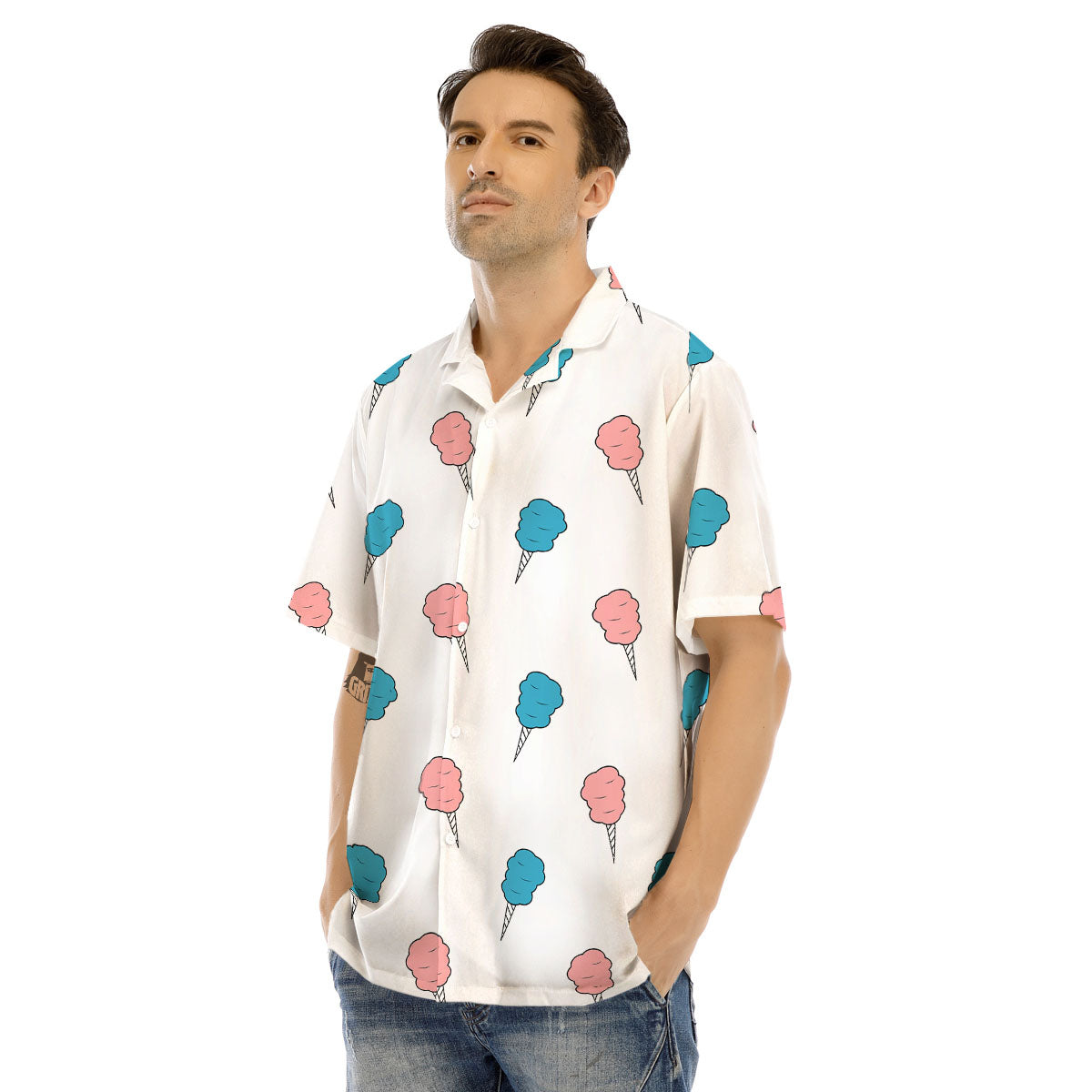 Cotton Candy Blue And Pink Print Pattern Men's Hawaiian Shirt-grizzshop