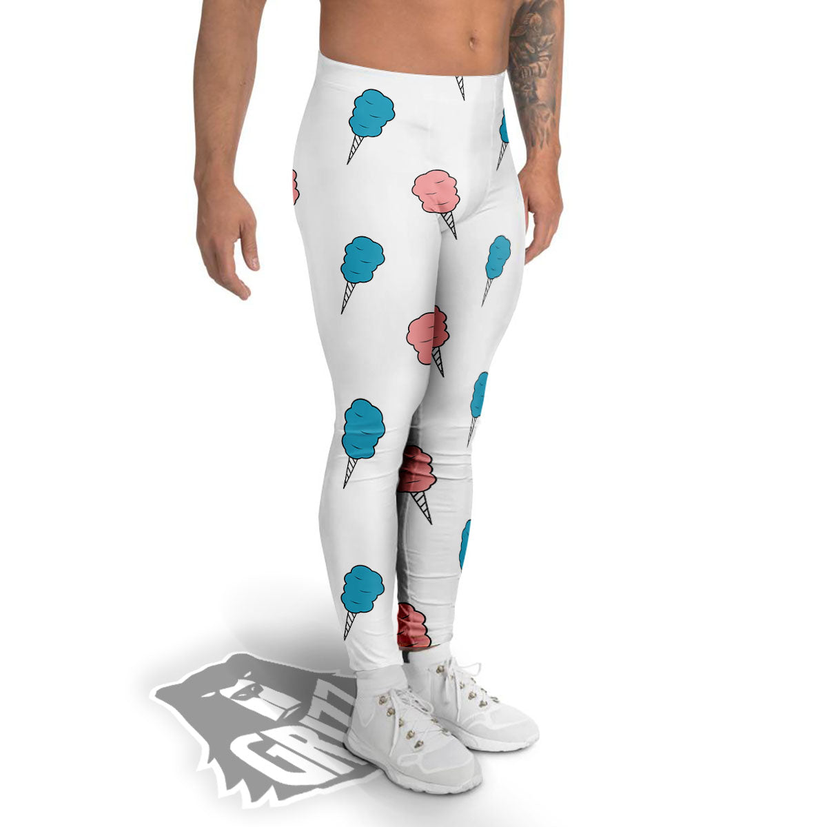 Cotton Candy Blue And Pink Print Pattern Men's Leggings-grizzshop