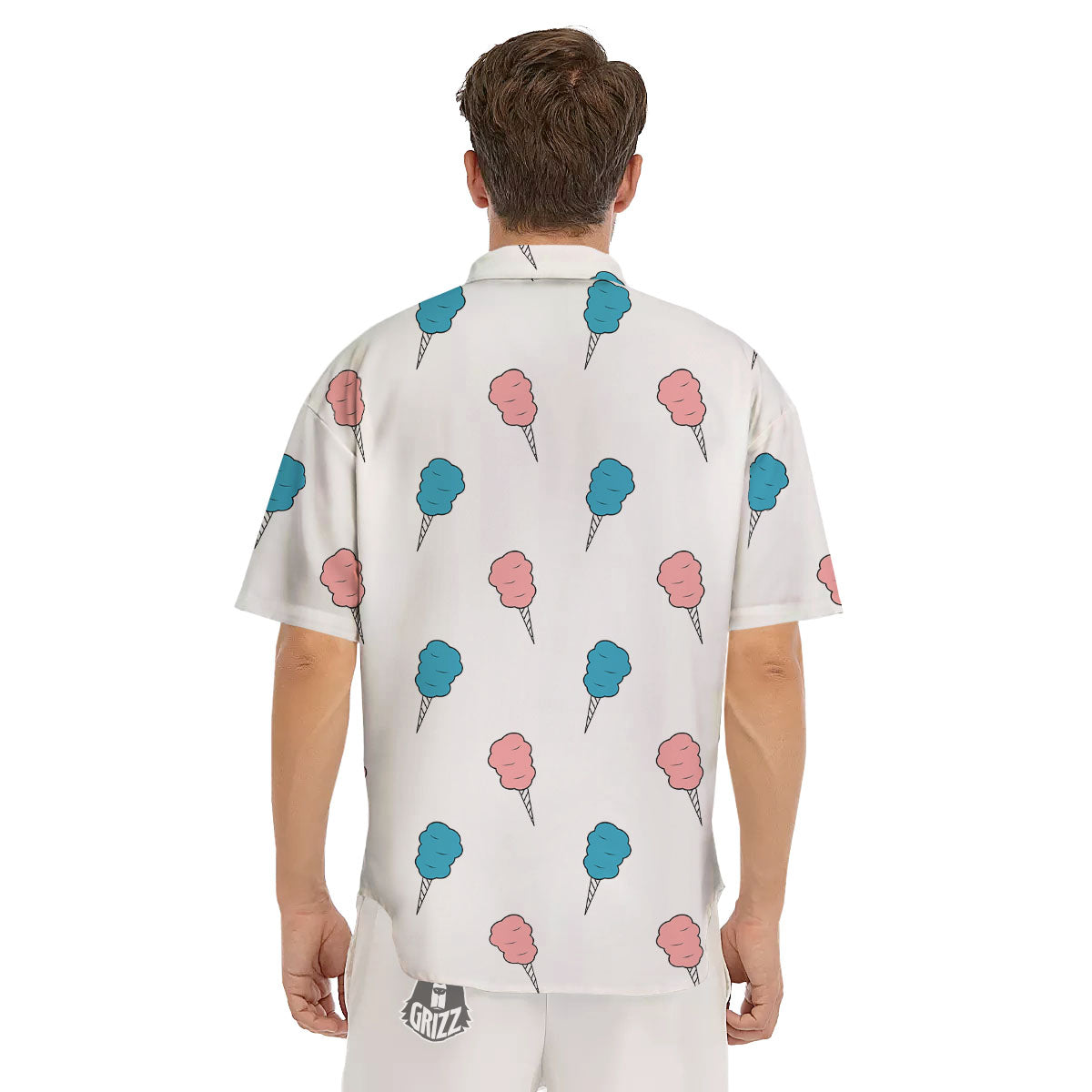 Cotton Candy Blue And Pink Print Pattern Men's Short Sleeve Shirts-grizzshop