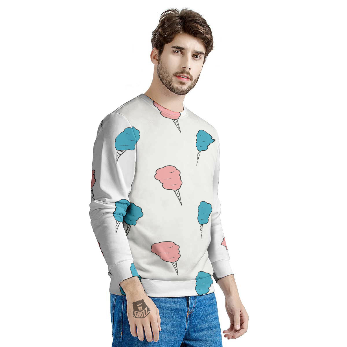 Cotton Candy Blue And Pink Print Pattern Men's Sweatshirt-grizzshop