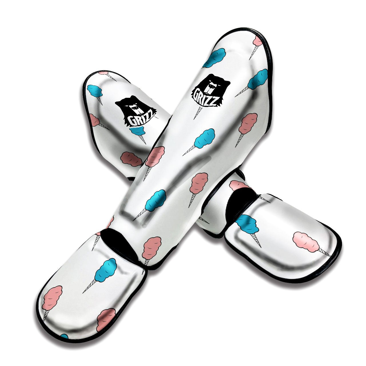Cotton Candy Blue And Pink Print Pattern Muay Thai Shin Guards-grizzshop
