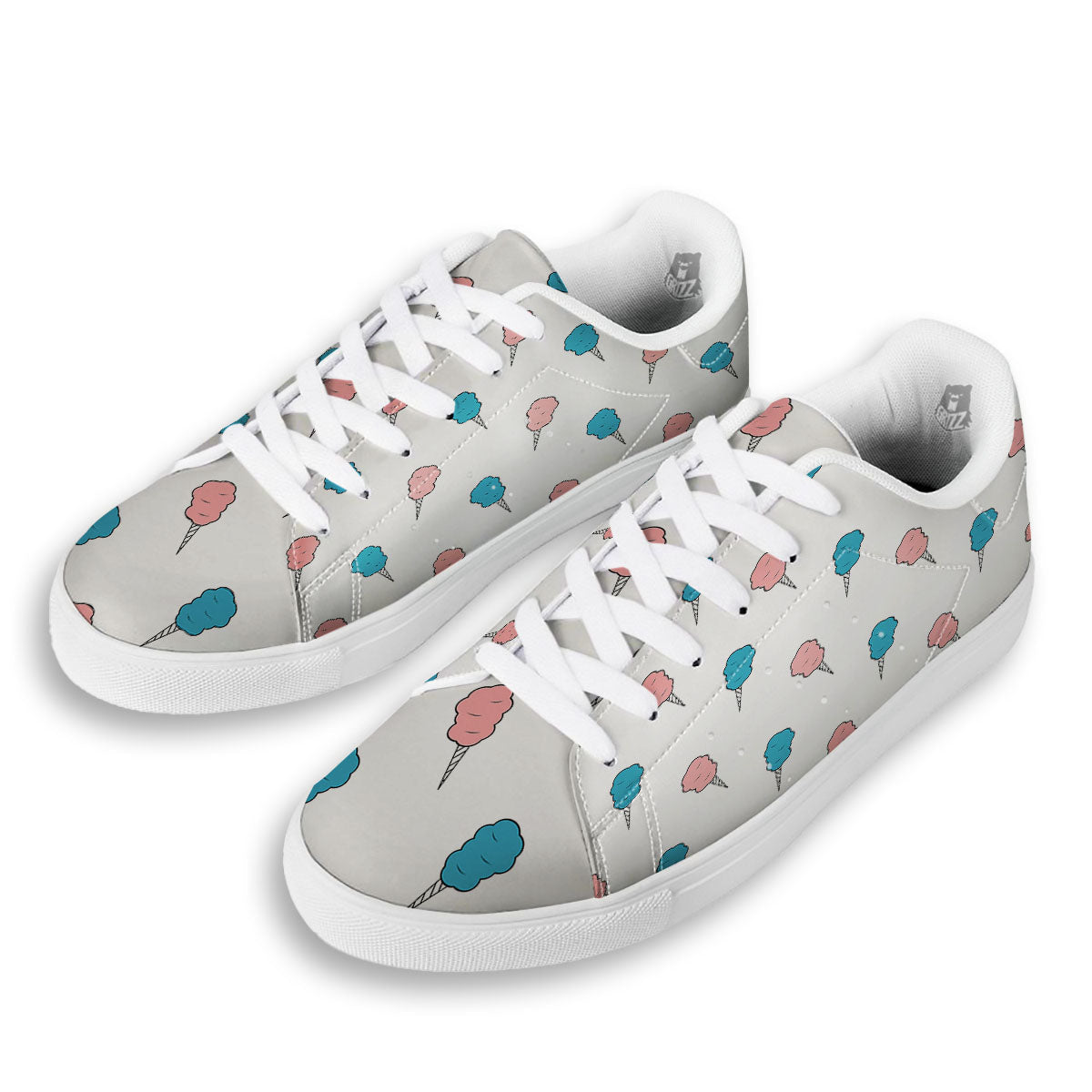 Cotton Candy Blue And Pink Print Pattern White Low Top Sneakers-grizzshop