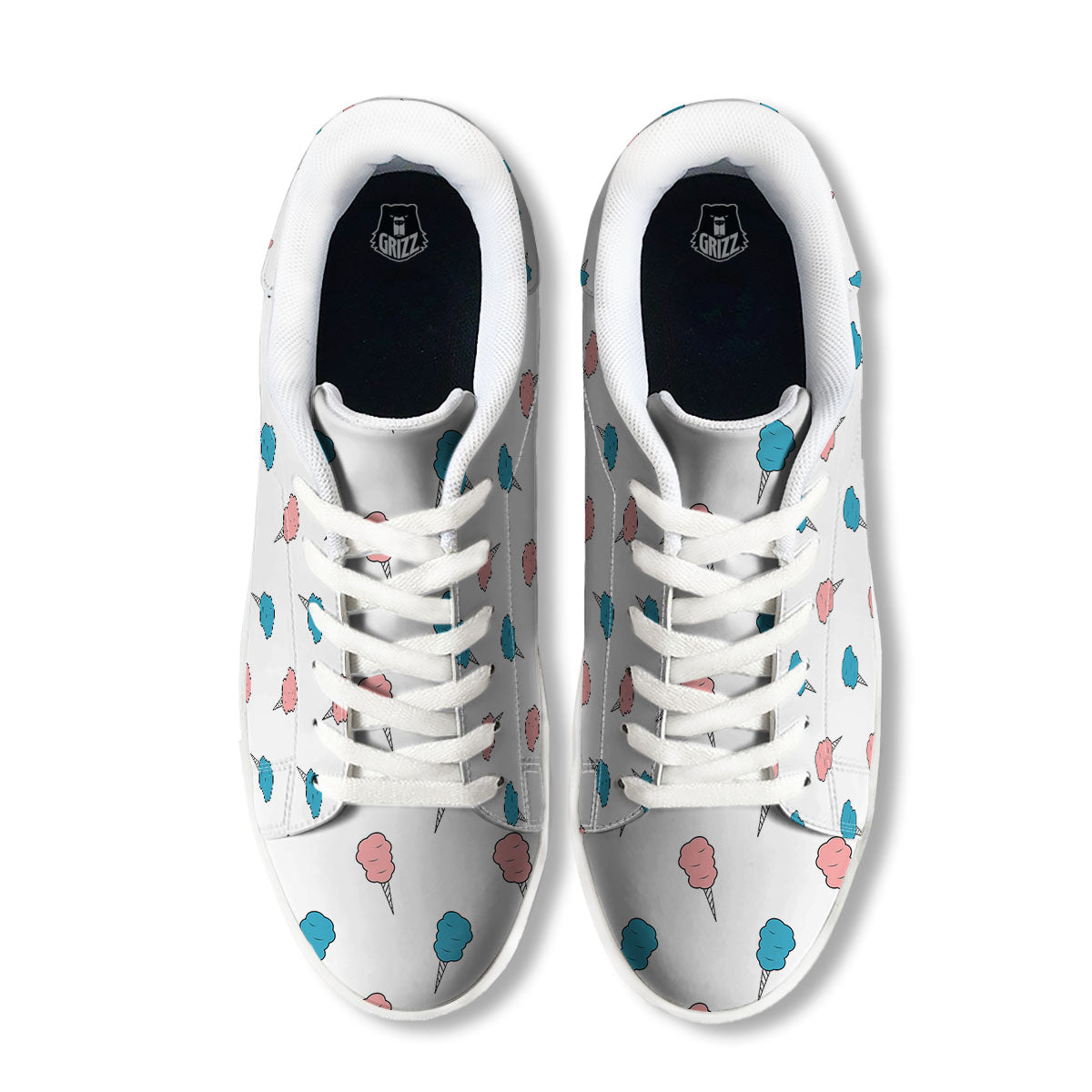 Cotton Candy Blue And Pink Print Pattern White Low Top Sneakers-grizzshop