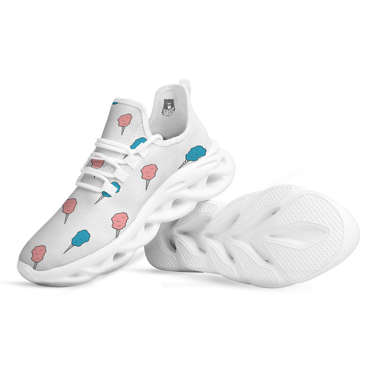 Cotton Candy Blue And Pink Print Pattern White Running Shoes-grizzshop