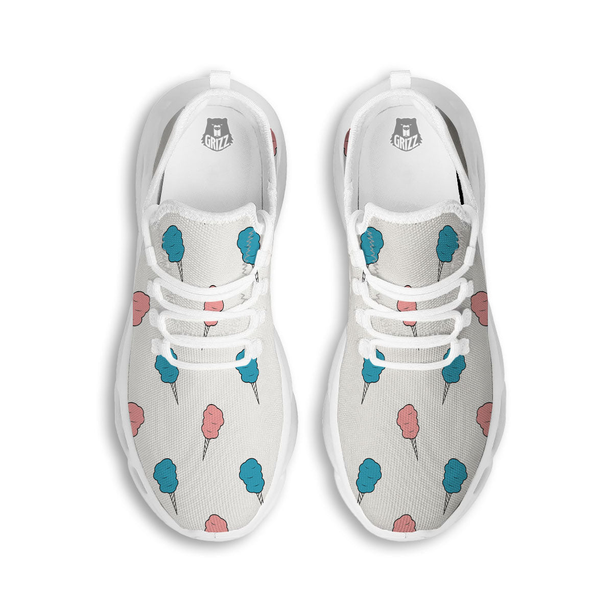 Cotton Candy Blue And Pink Print Pattern White Running Shoes-grizzshop