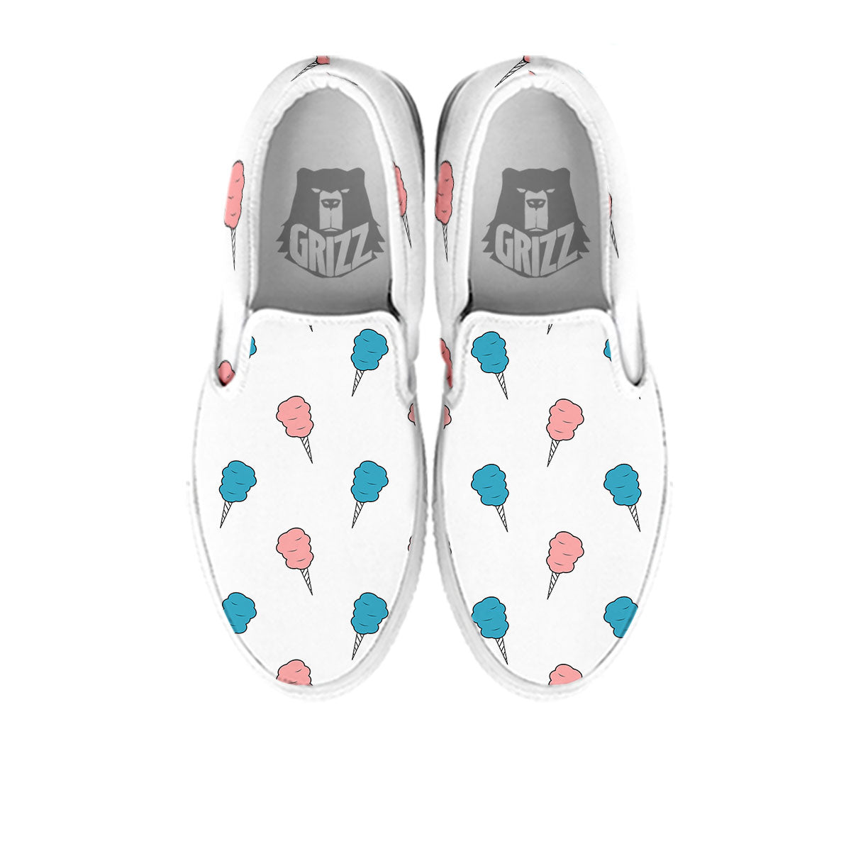 Cotton Candy Blue And Pink Print Pattern White Slip On Shoes-grizzshop