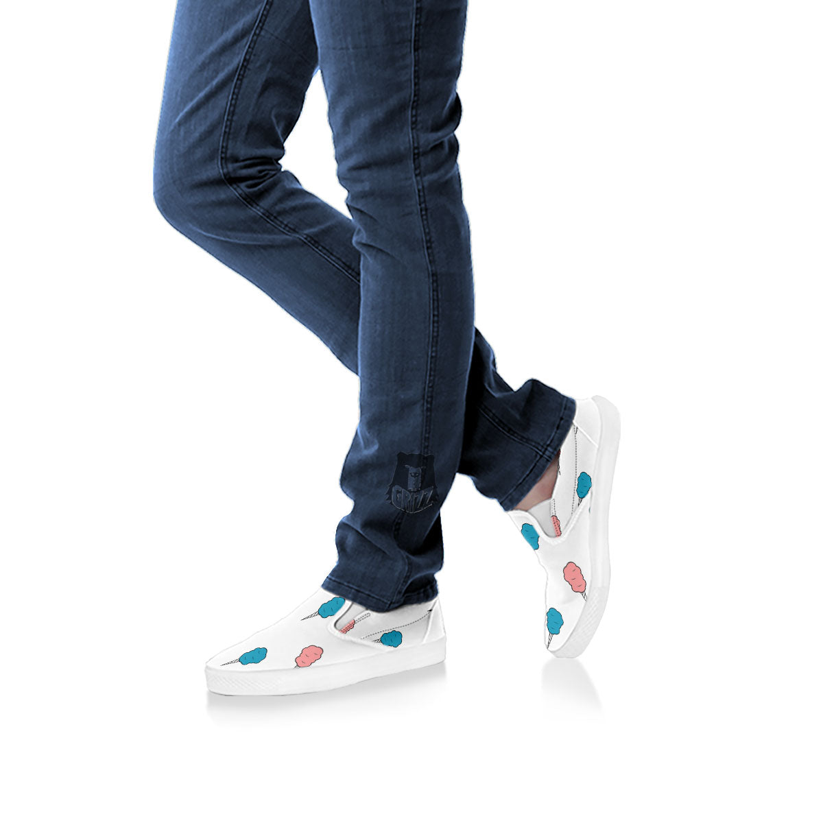 Cotton Candy Blue And Pink Print Pattern White Slip On Shoes-grizzshop