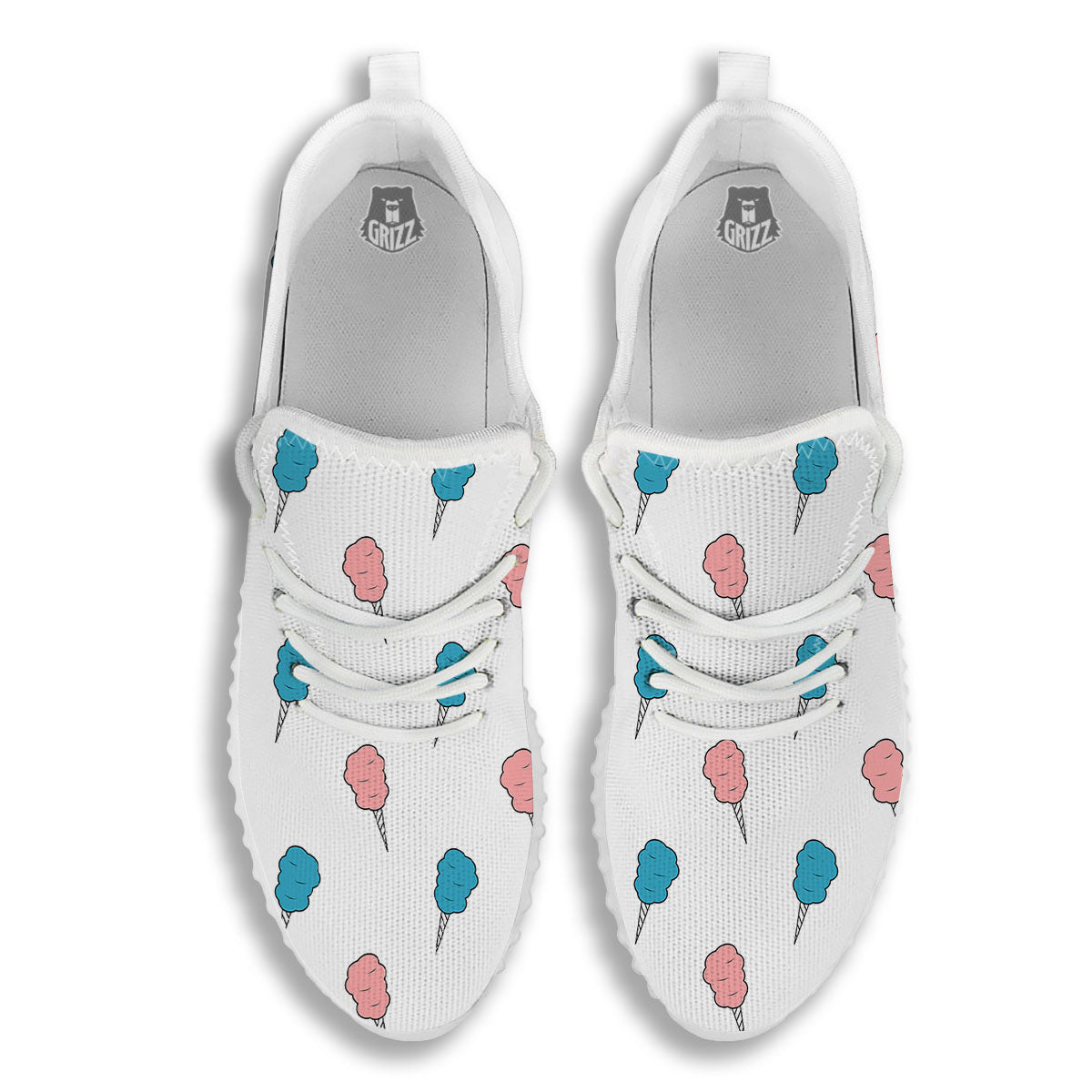 Cotton Candy Blue And Pink Print Pattern White Walking Shoes-grizzshop