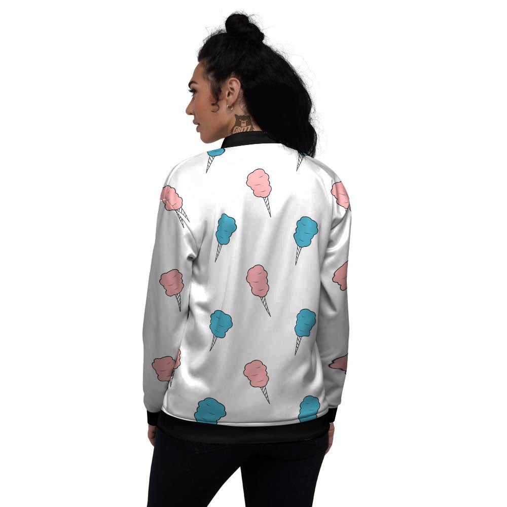 Cotton Candy Blue And Pink Print Pattern Women's Bomber Jacket-grizzshop