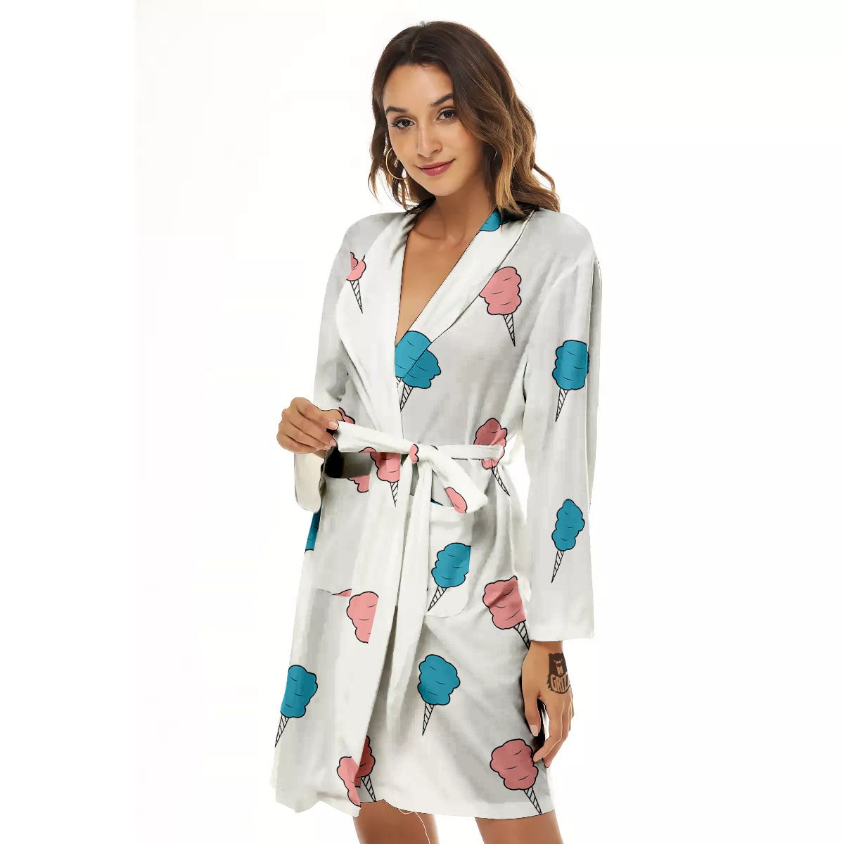 Cotton Candy Blue And Pink Print Pattern Women's Robe-grizzshop