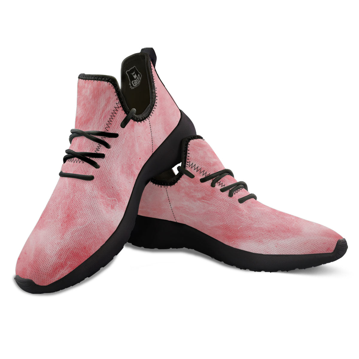 Cotton Candy Pink Print Black Athletic Shoes-grizzshop