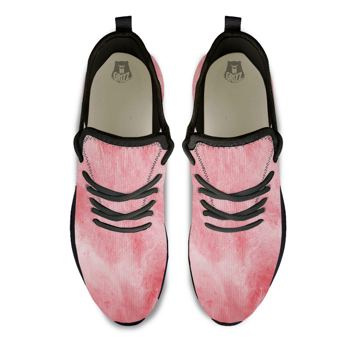 Cotton Candy Pink Print Black Athletic Shoes-grizzshop