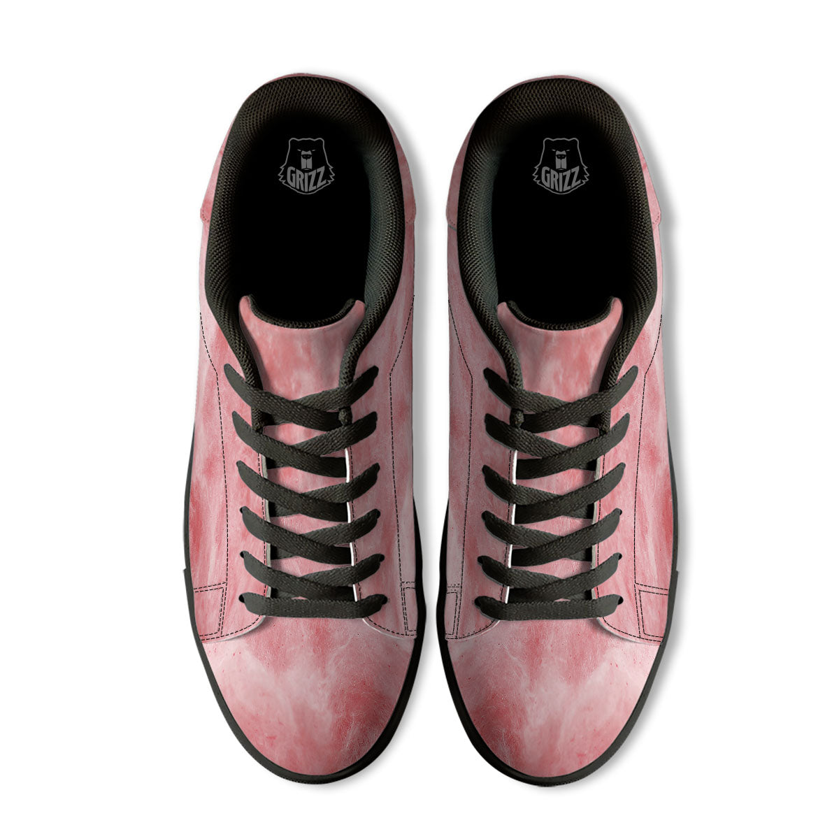 Cotton Candy Pink Print Black Low Top Sneakers-grizzshop