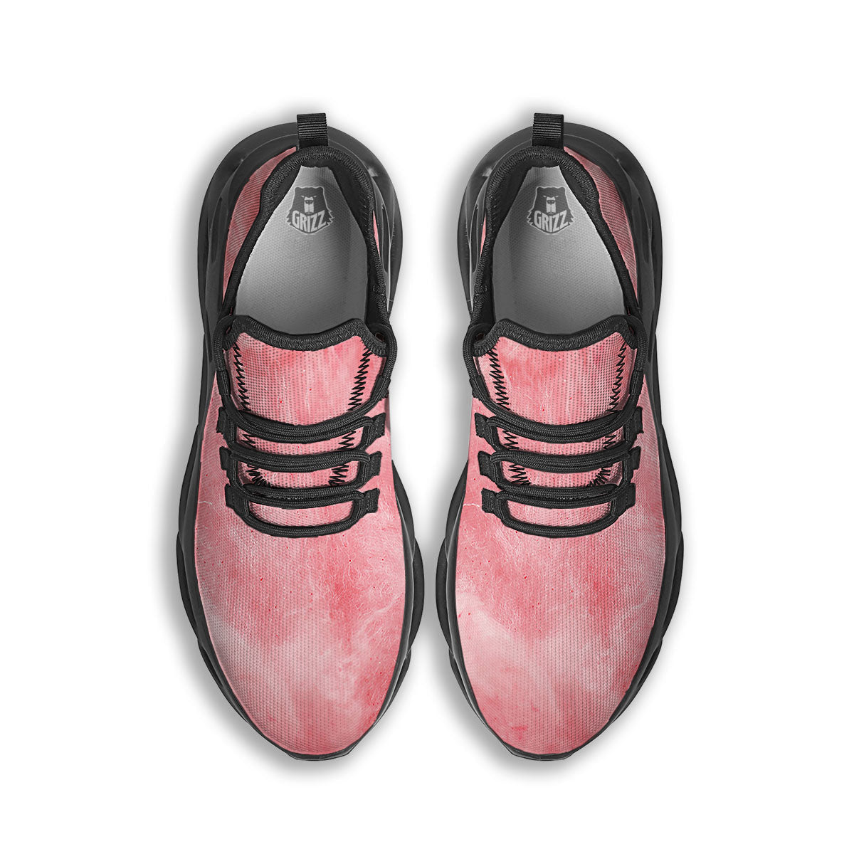 Cotton Candy Pink Print Black Running Shoes-grizzshop
