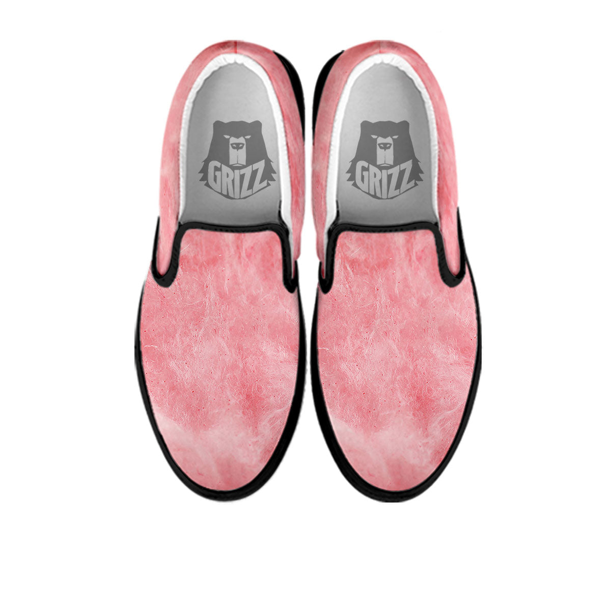 Cotton Candy Pink Print Black Slip On Shoes-grizzshop