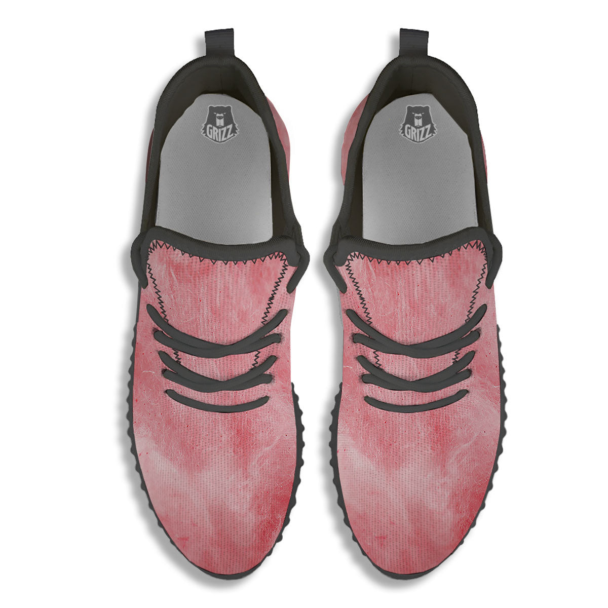 Cotton Candy Pink Print Black Walking Shoes-grizzshop