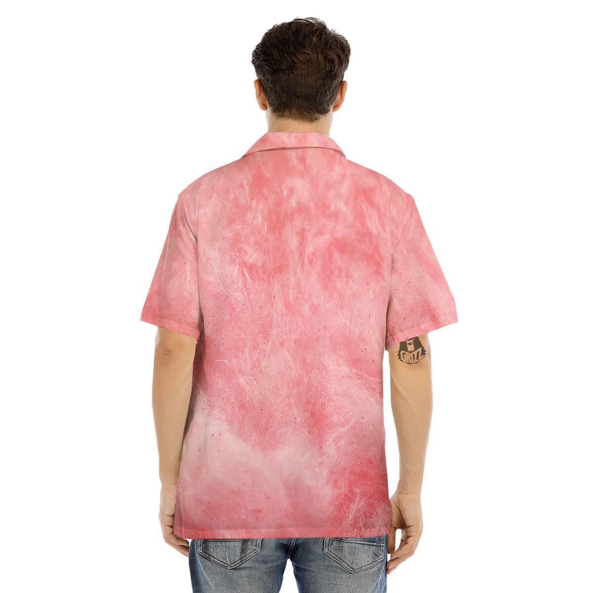 Cotton Candy Pink Print Men's Hawaiian Shirt-grizzshop