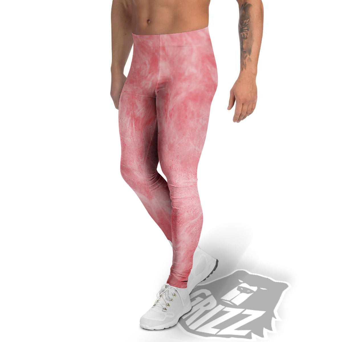 Cotton Candy Pink Print Men's Leggings-grizzshop