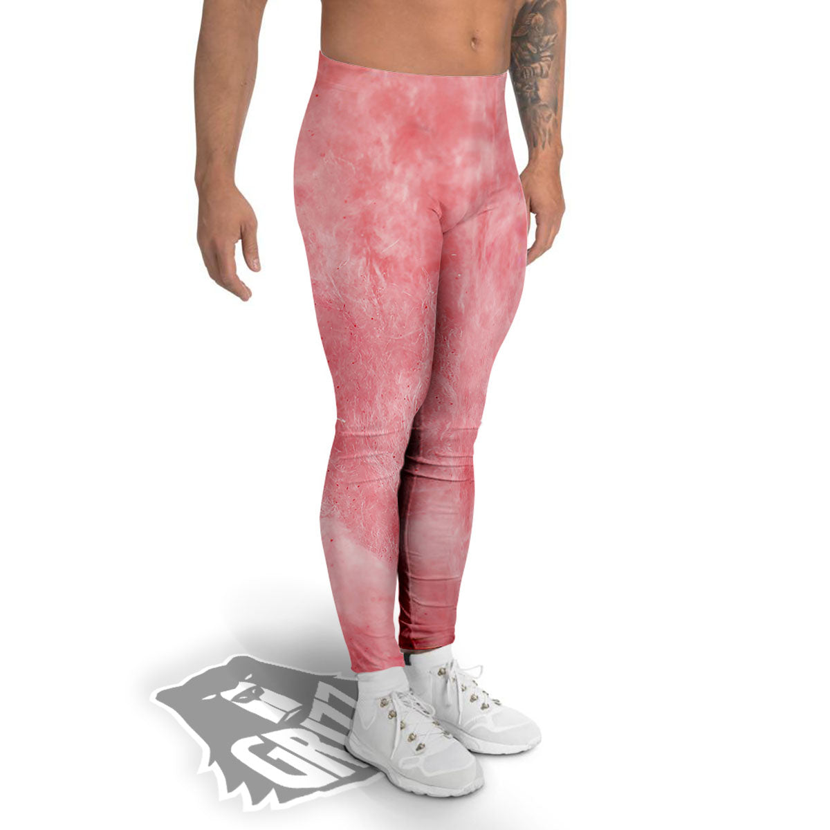 Cotton Candy Pink Print Men's Leggings-grizzshop