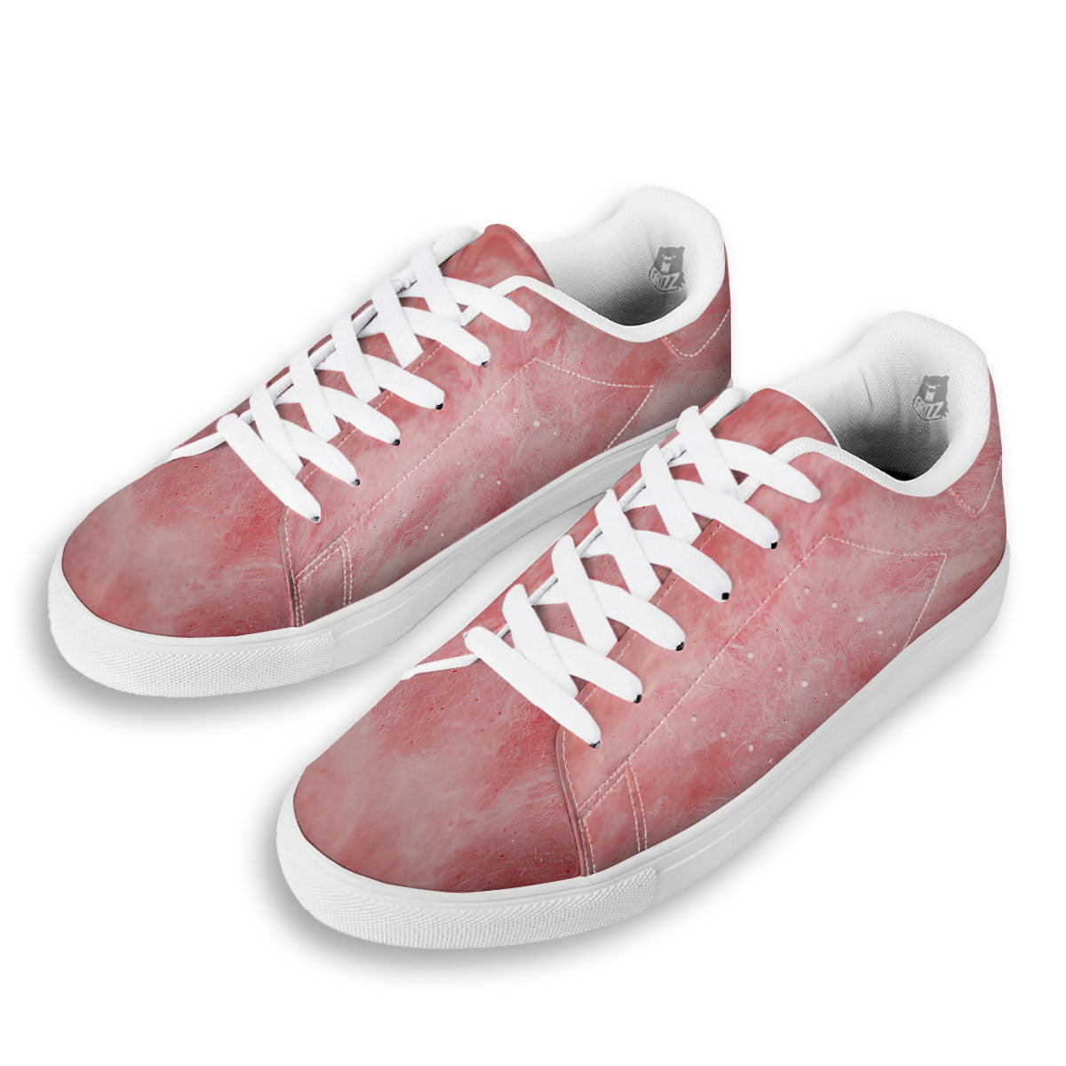 Cotton Candy Pink Print White Low Top Sneakers-grizzshop