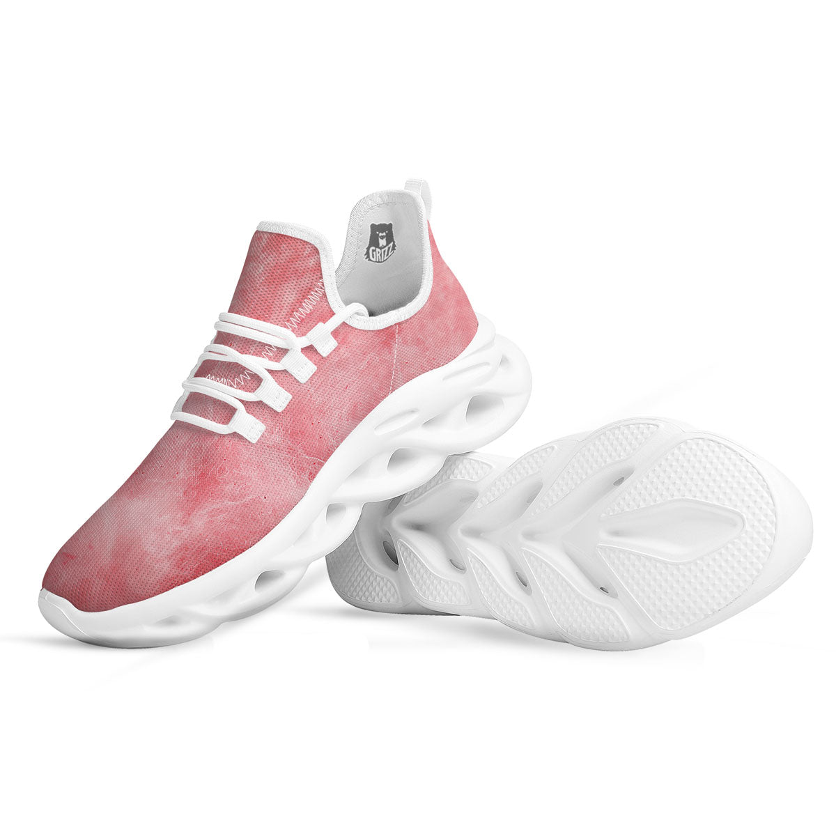 Cotton Candy Pink Print White Running Shoes-grizzshop
