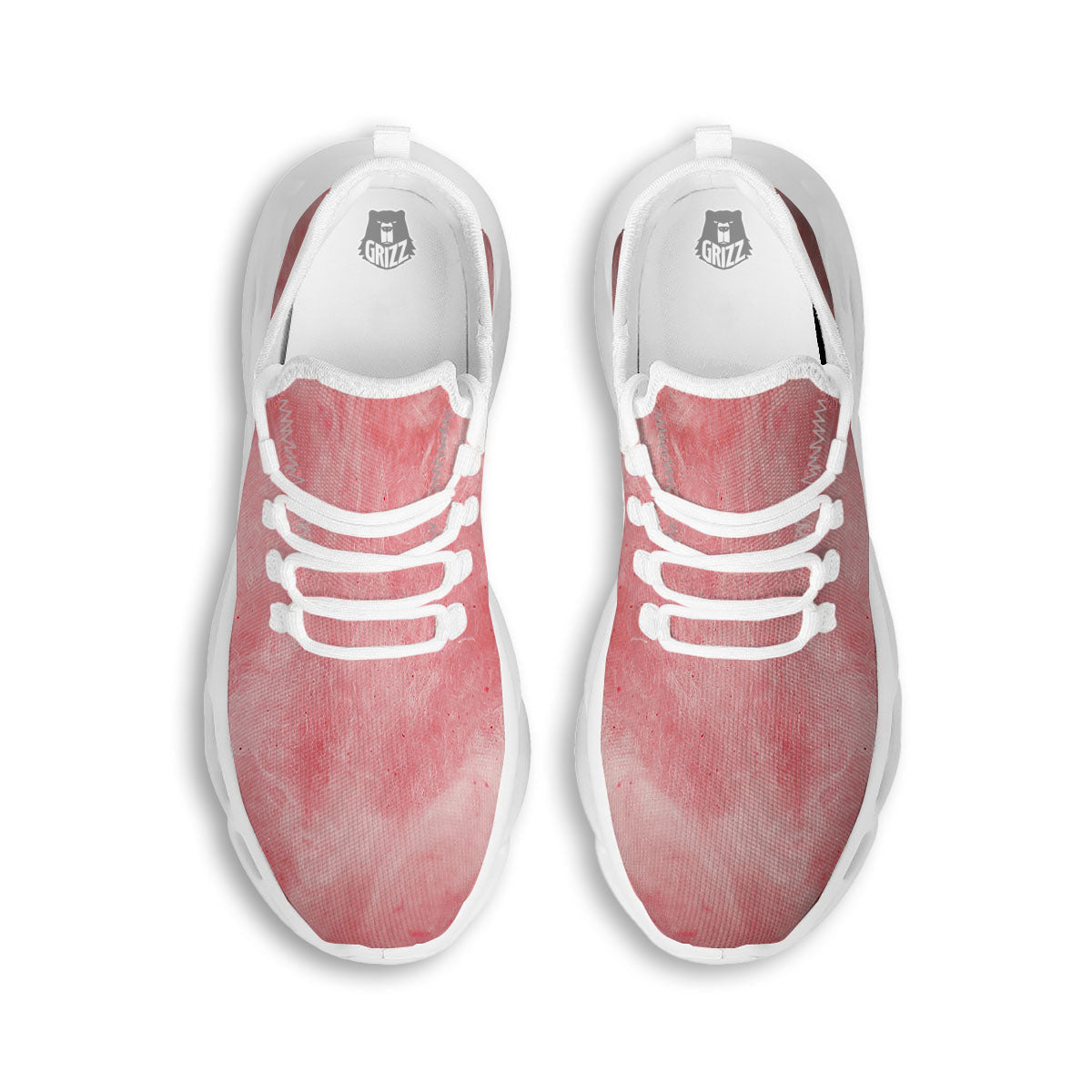 Cotton Candy Pink Print White Running Shoes-grizzshop