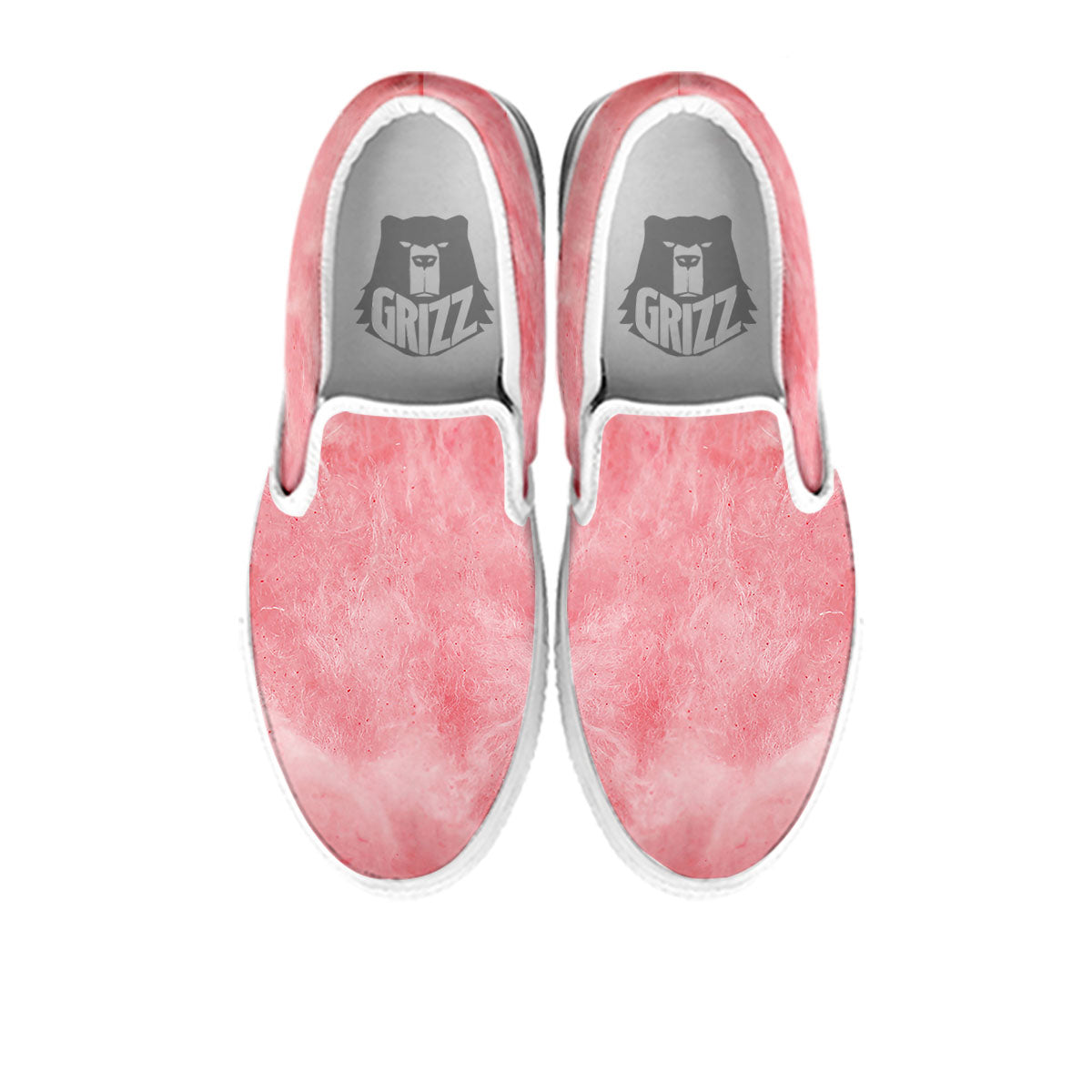Cotton Candy Pink Print White Slip On Shoes-grizzshop
