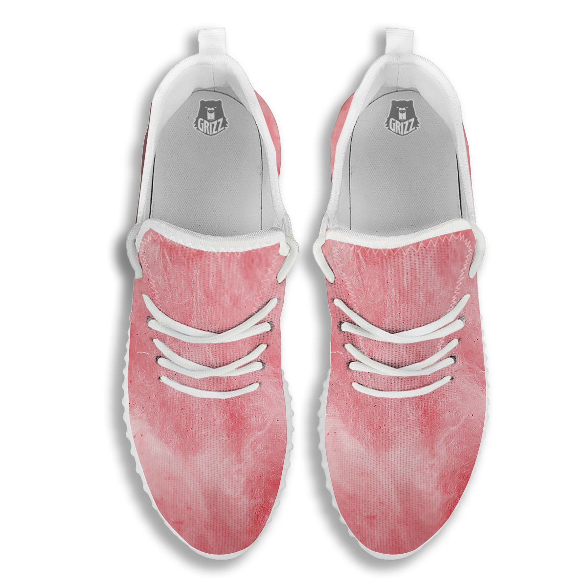 Cotton Candy Pink Print White Walking Shoes-grizzshop