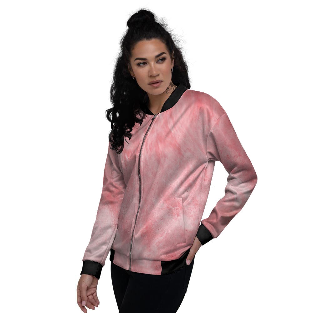 Cotton Candy Pink Print Women's Bomber Jacket-grizzshop
