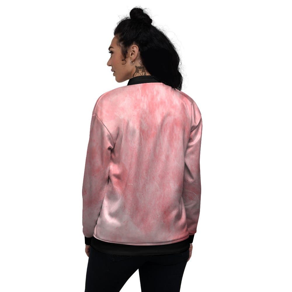 Cotton Candy Pink Print Women's Bomber Jacket-grizzshop