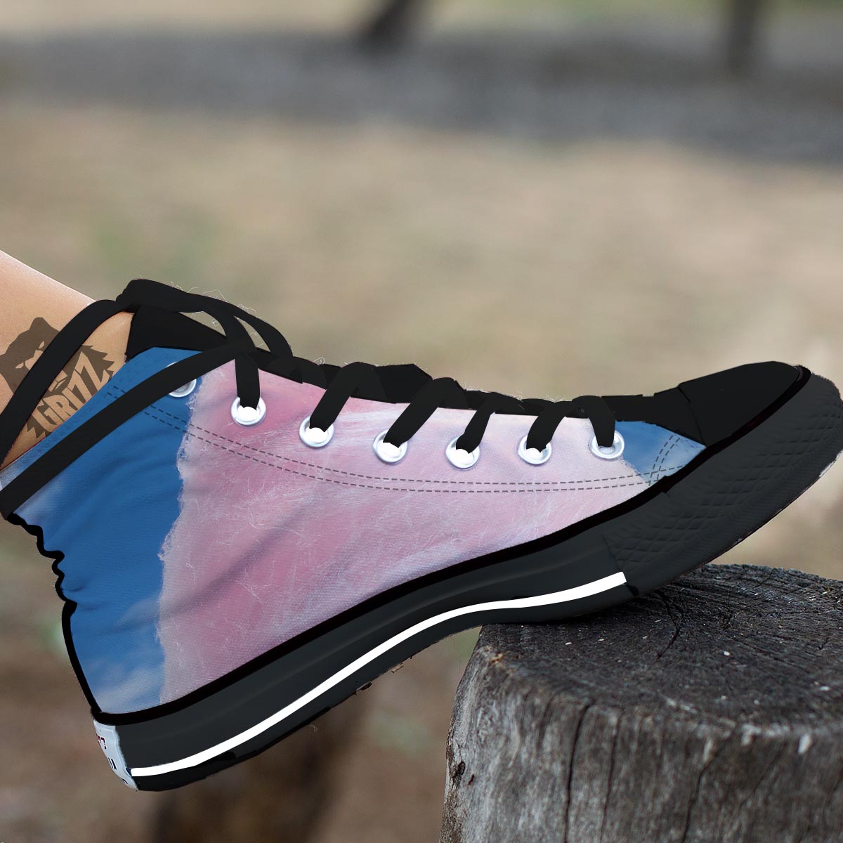 Cotton Candy Sweet Print Black High Top Shoes-grizzshop