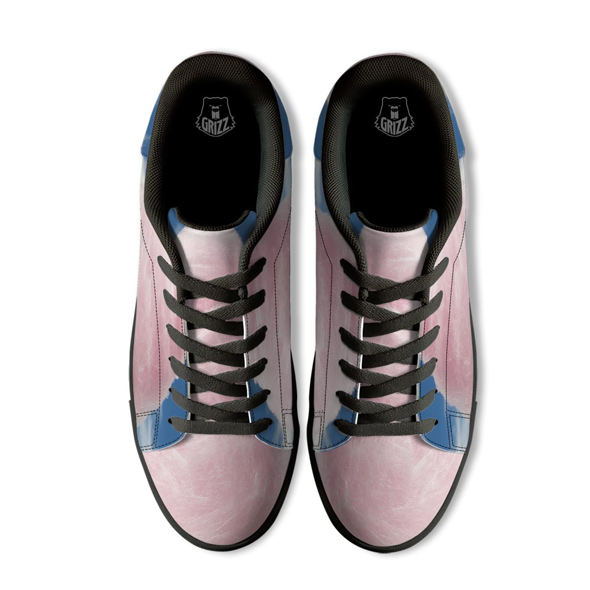 Cotton Candy Sweet Print Black Low Top Sneakers-grizzshop