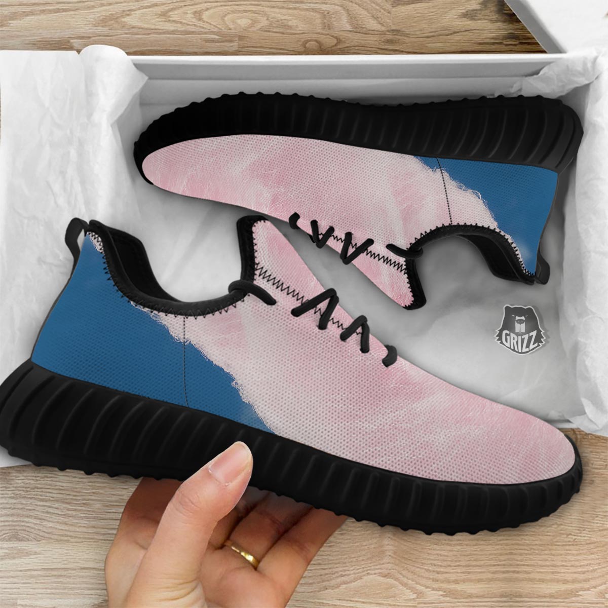 Cotton Candy Sweet Print Black Walking Shoes-grizzshop