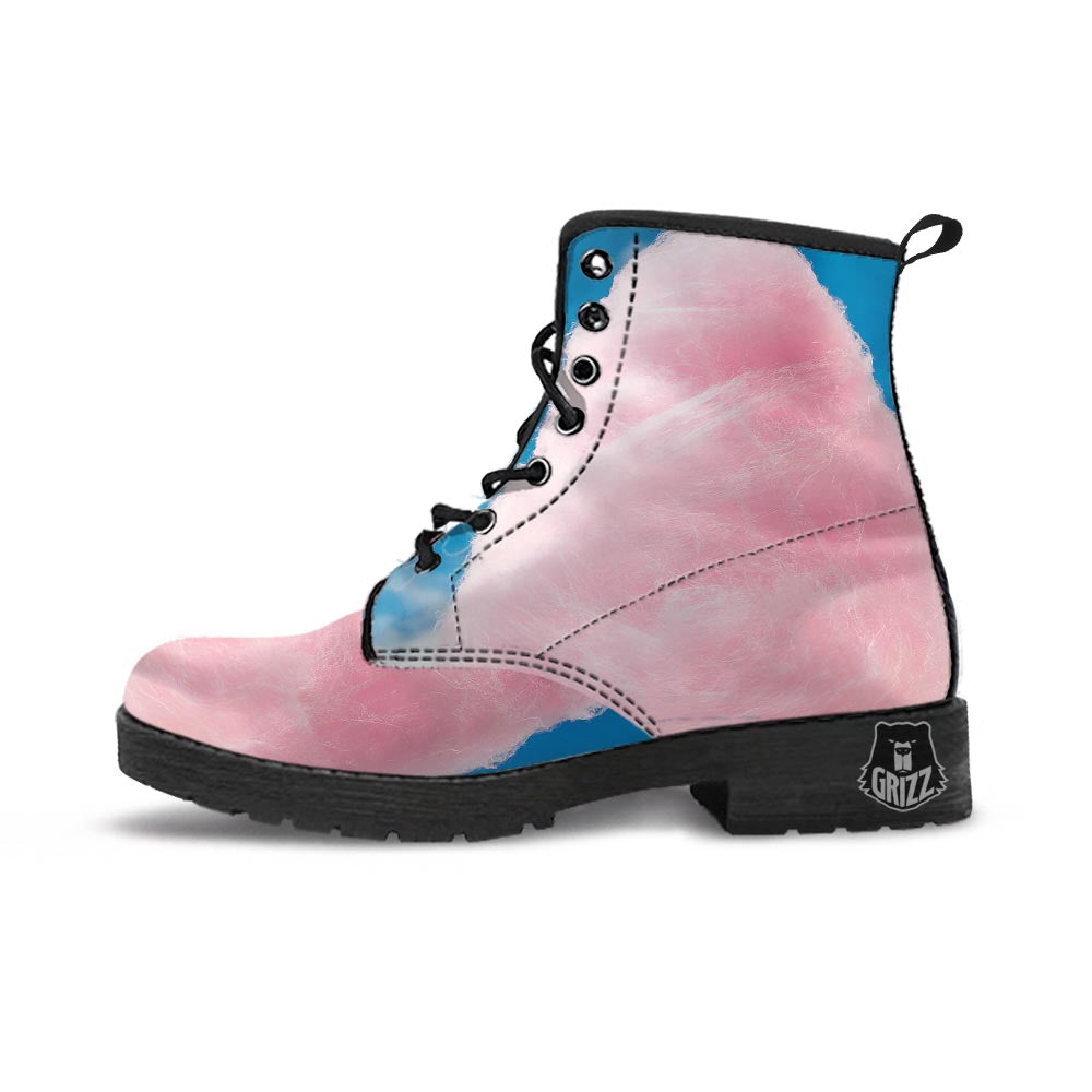 Cotton Candy Sweet Print Leather Boots-grizzshop