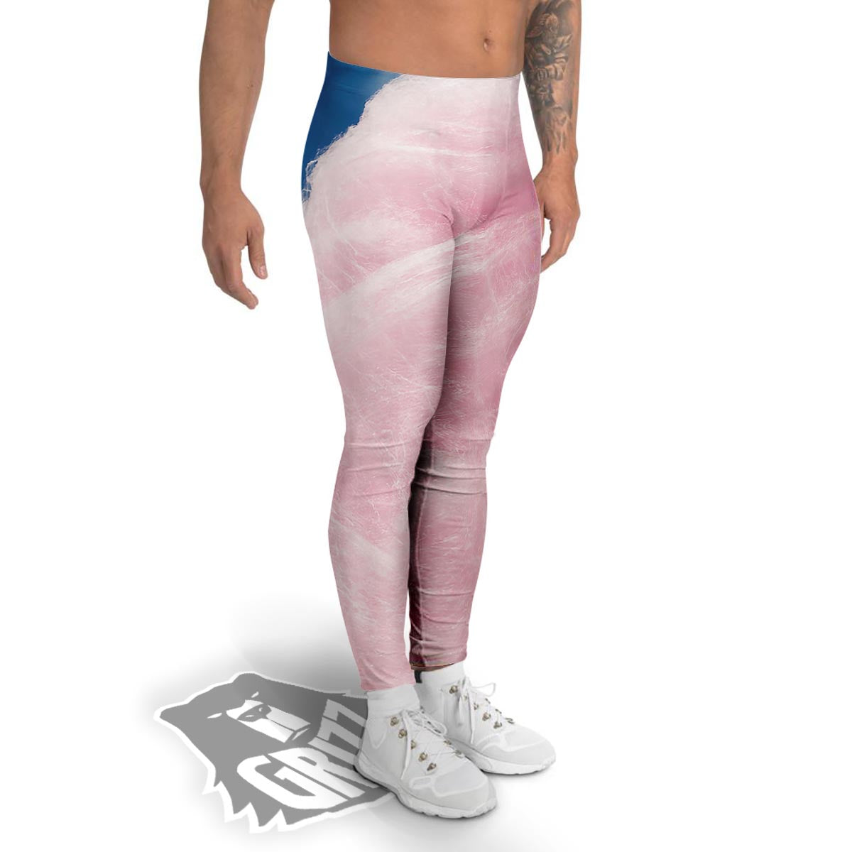 Cotton Candy Sweet Print Men's Leggings-grizzshop