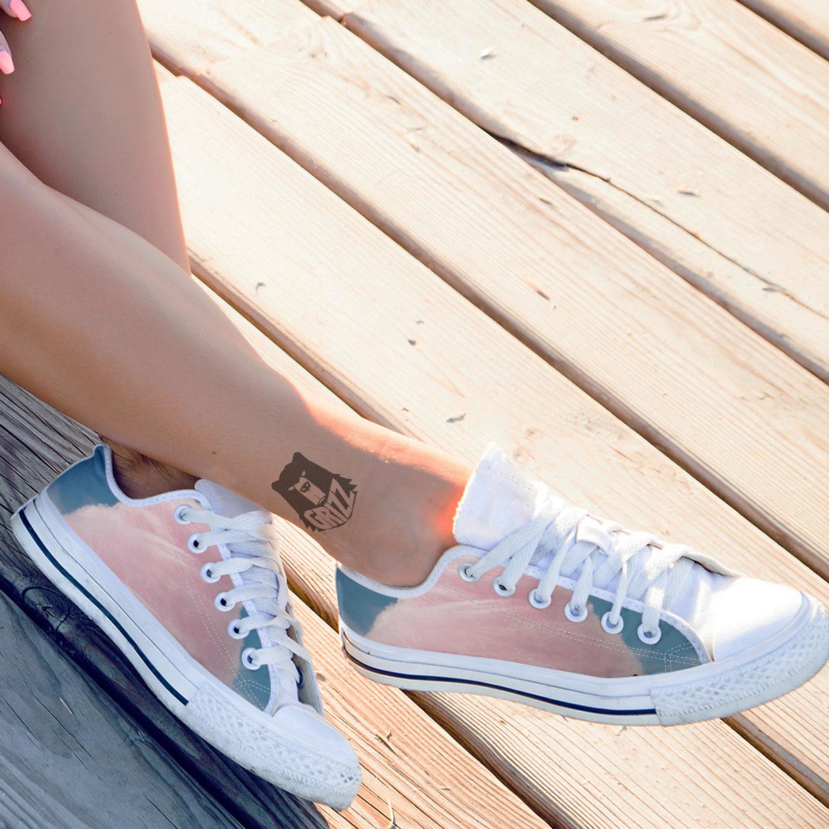 Cotton Candy Sweet Print White Low Top Shoes-grizzshop