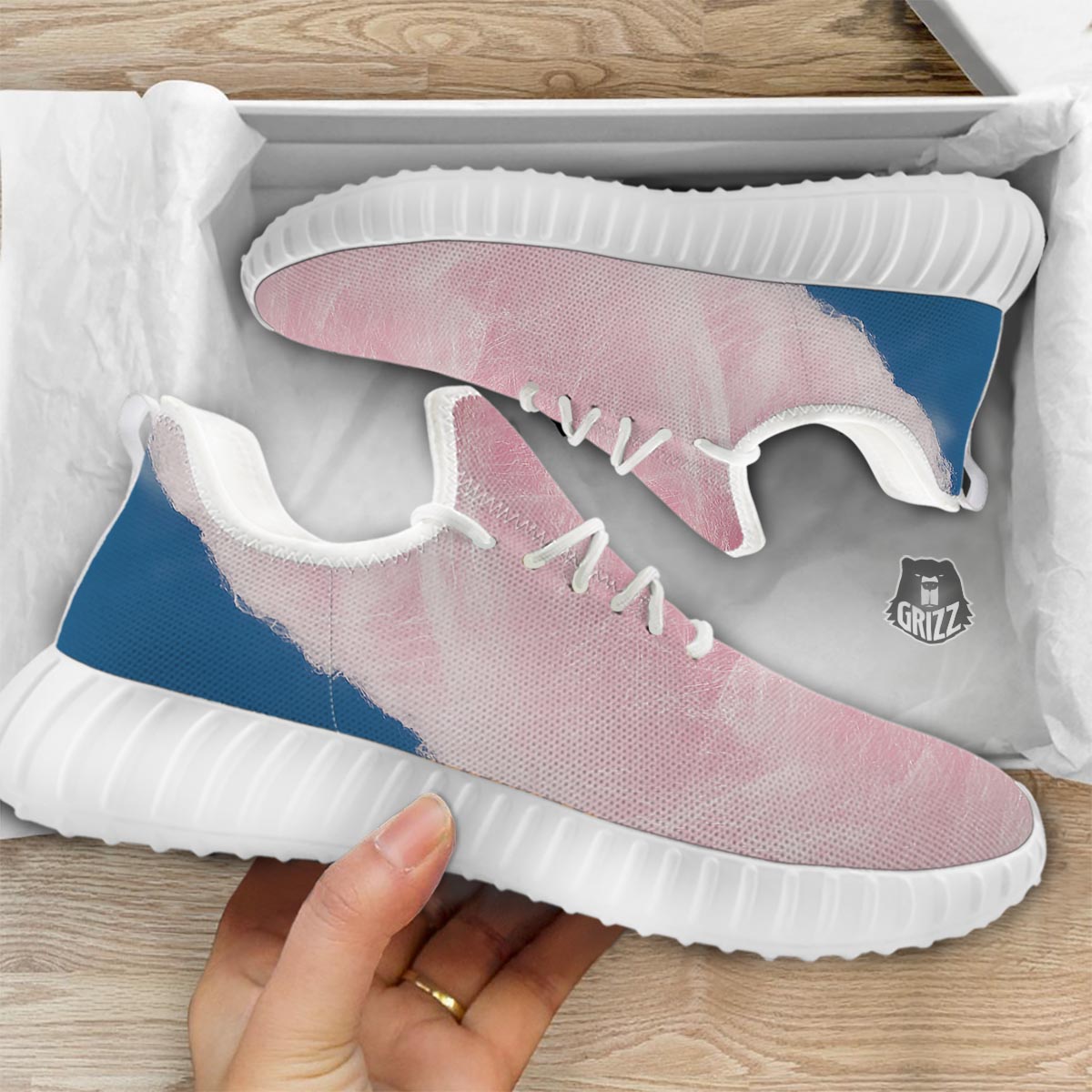 Cotton Candy Sweet Print White Walking Shoes-grizzshop