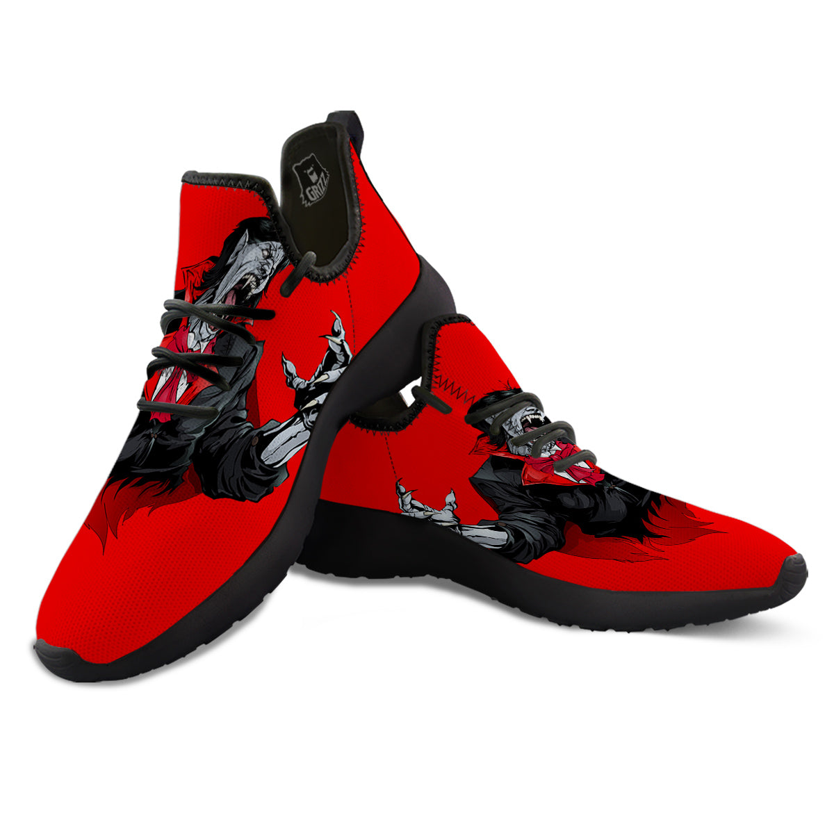 Count Dracula Print Black Athletic Shoes-grizzshop