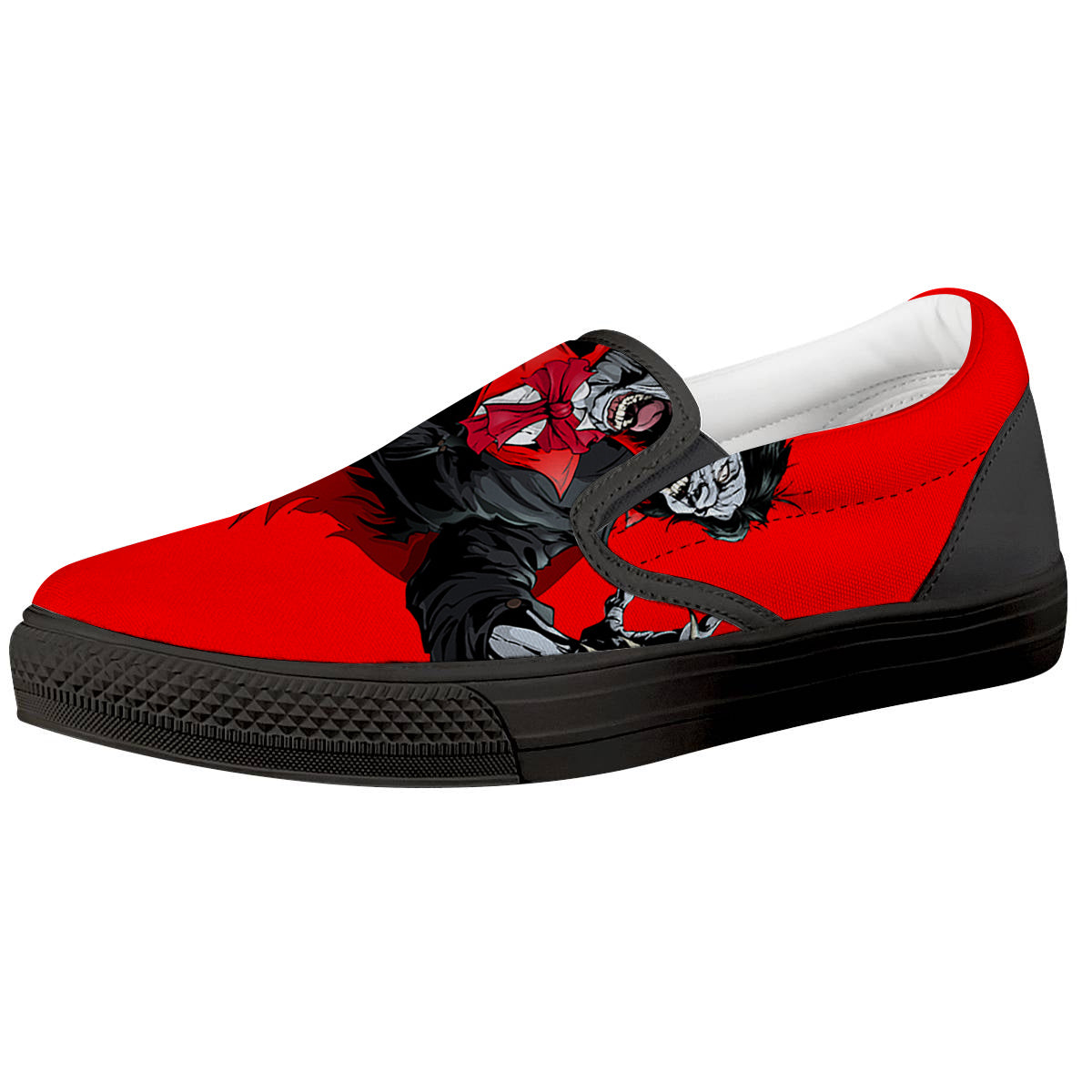 Count Dracula Print Black Slip On Shoes-grizzshop