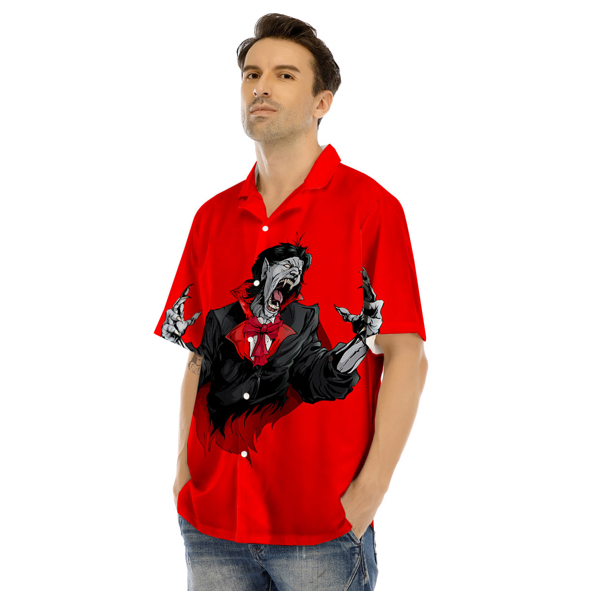 Count Dracula Print Men's Hawaiian Shirt-grizzshop