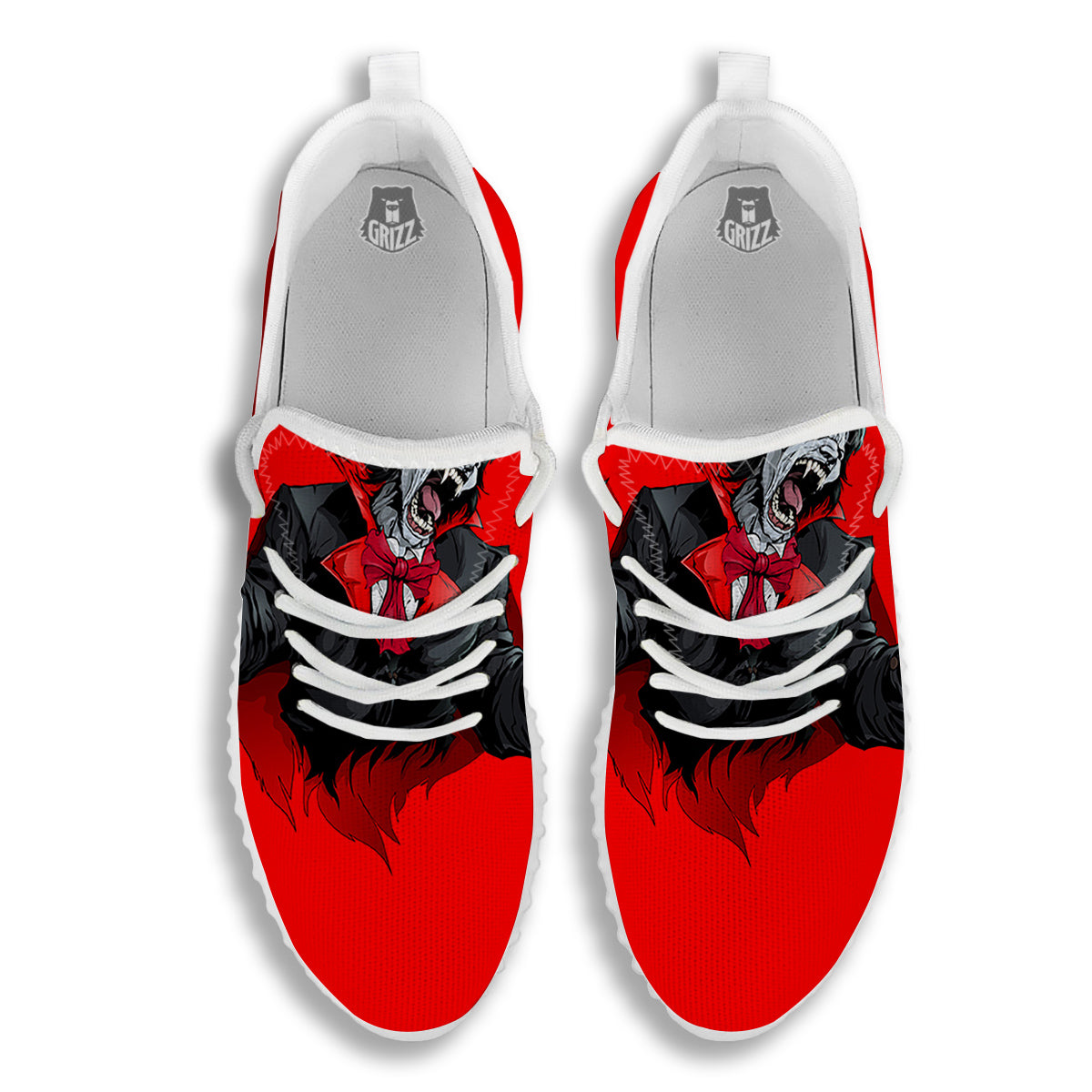 Count Dracula Print White Walking Shoes-grizzshop