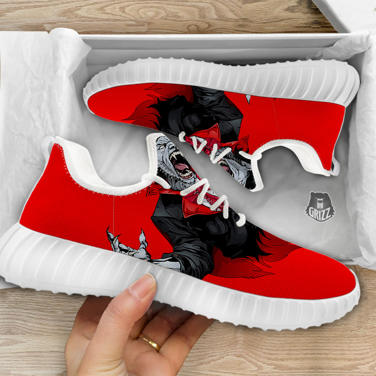 Count Dracula Print White Walking Shoes-grizzshop