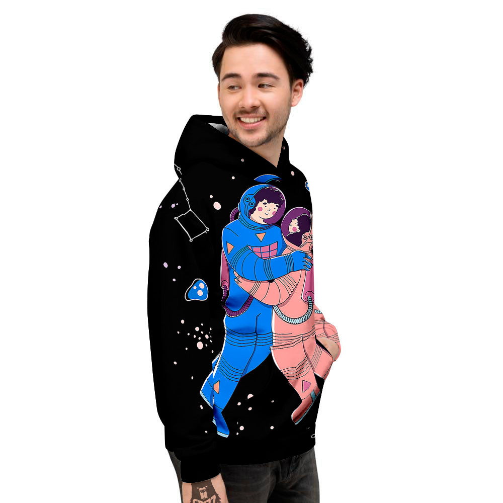 Couple Astronaut Travel In Space Print Men's Hoodie-grizzshop